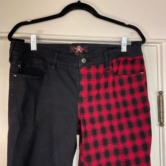 Royal Bones Black and Red Plaid Skinny Jeans - Picture 3 of 10